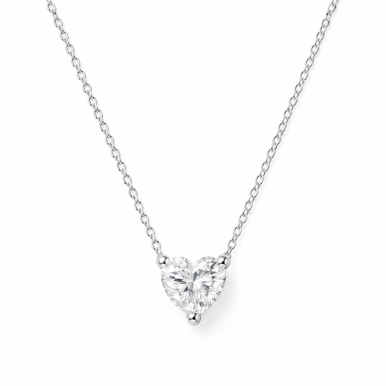 Lab Grown Diamond (1.50 Carats) Heart Shape Necklace in 14K Gold 