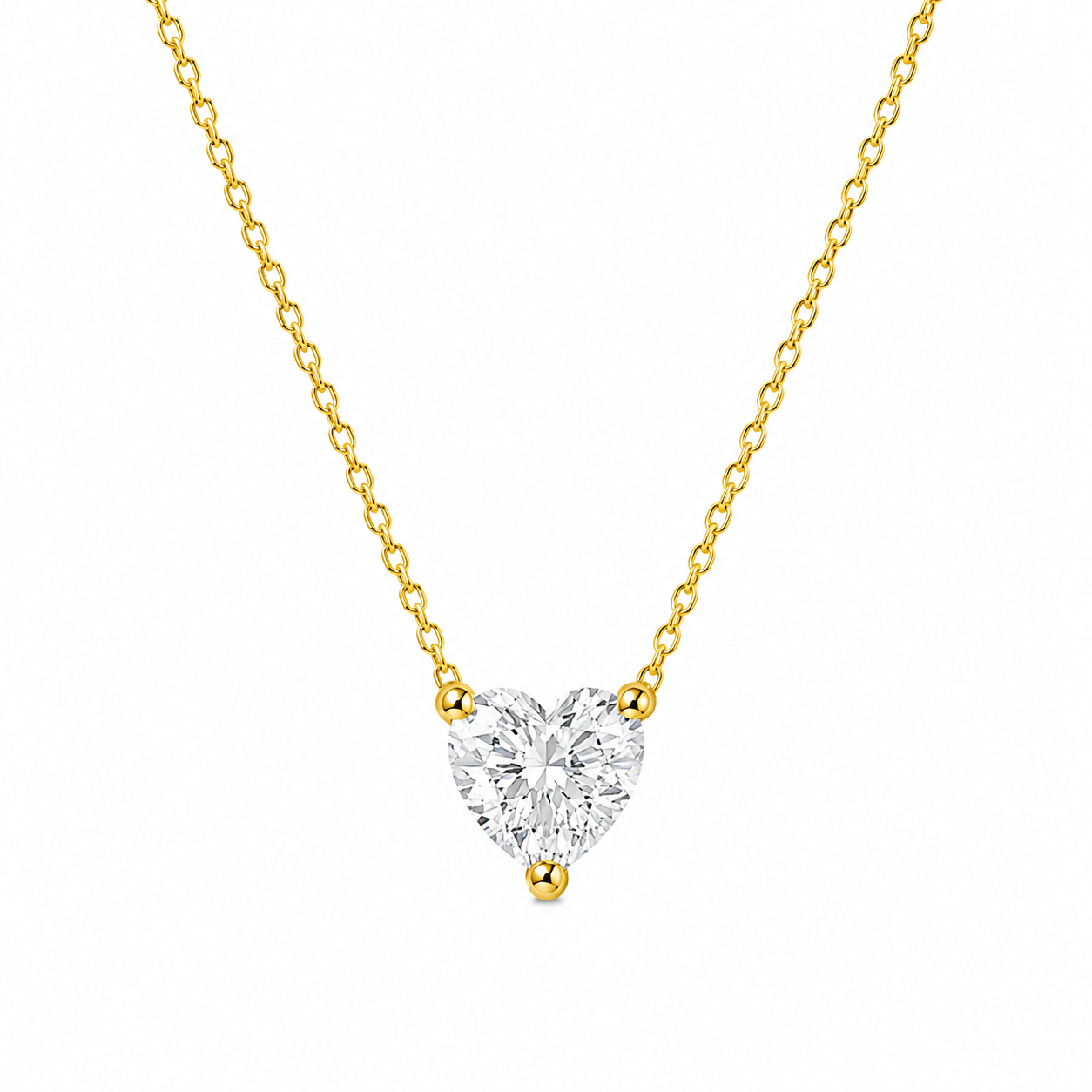 Lab Grown Diamond (1.50 Carats) Heart Shape Necklace in 14K Gold 