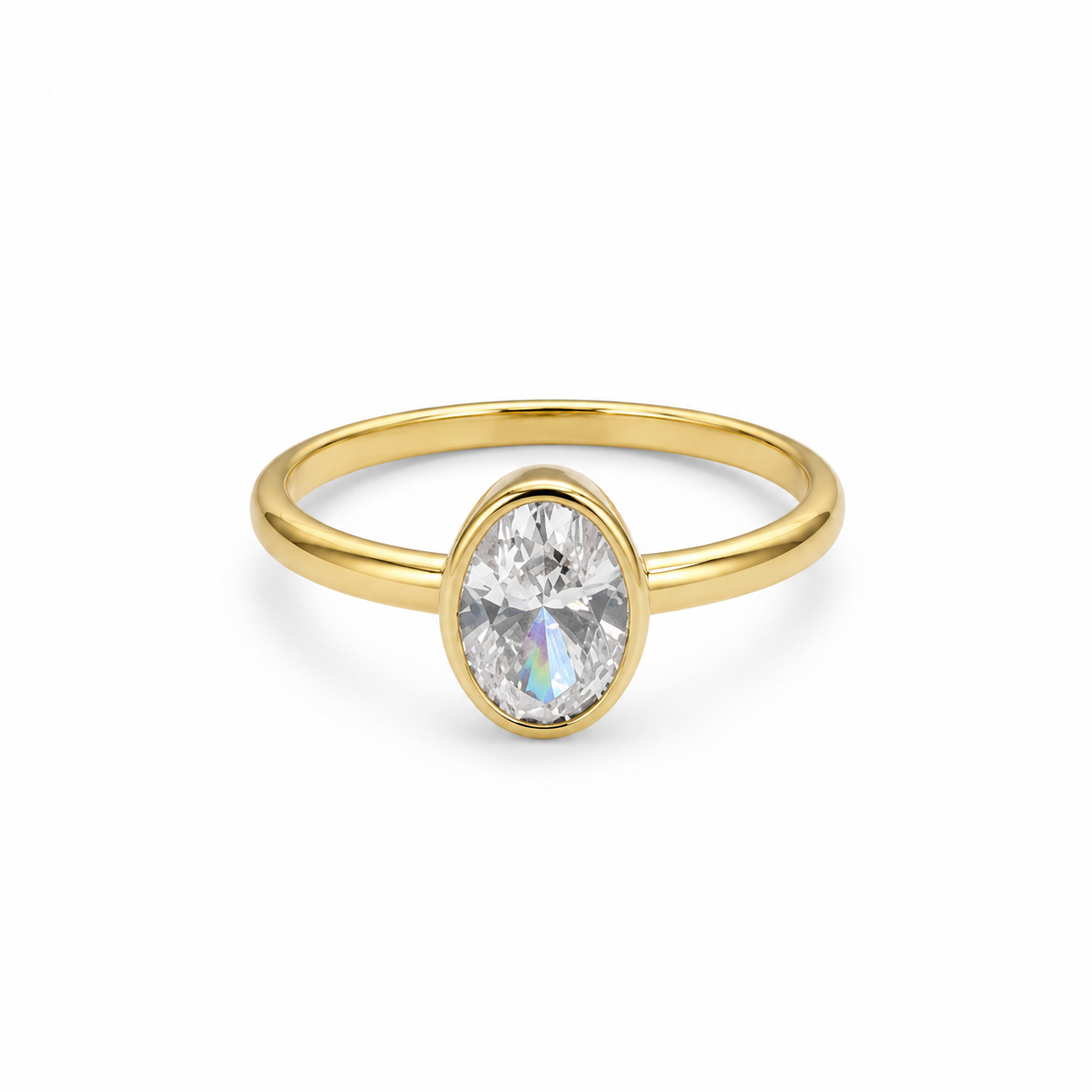 Lab Grown Diamond (1.50 ct.) Emerald Cut North-South Bezel Setting Ring 14K Gold