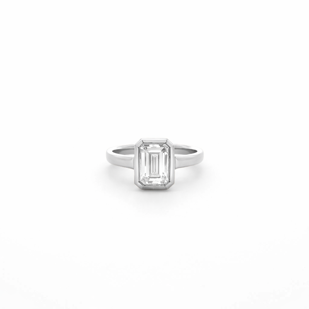 Lab Grown Diamond (1.50 ct.) Emerald Cut North-South Bezel Setting Ring 14K Gold