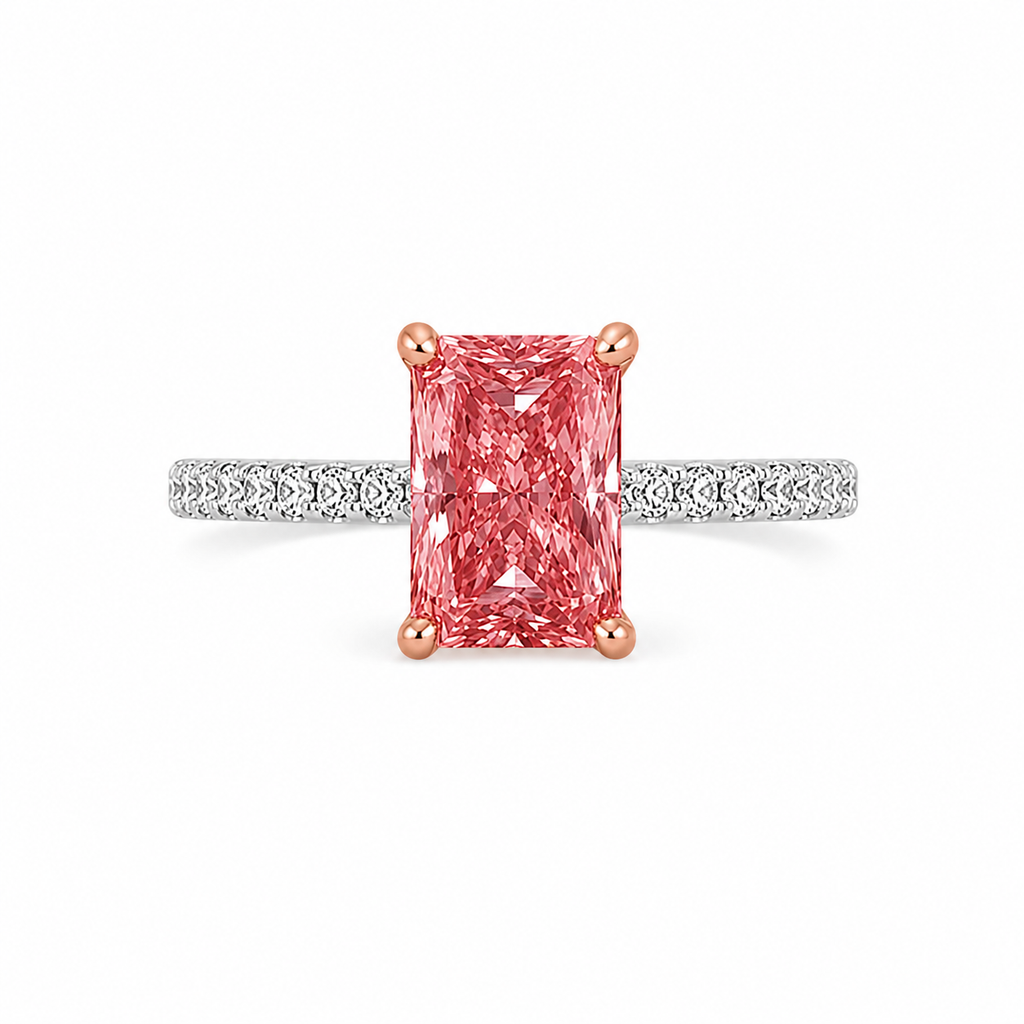 Lab Grown Diamond (2.50 ct.) Radiant Pave' Band Engagement Ring in 14K Gold