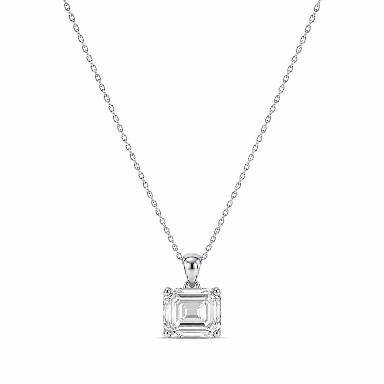 Lab Grown Diamond (3.00 Carats) Emerald Cut 4-Prongs Setting in 14K Gold