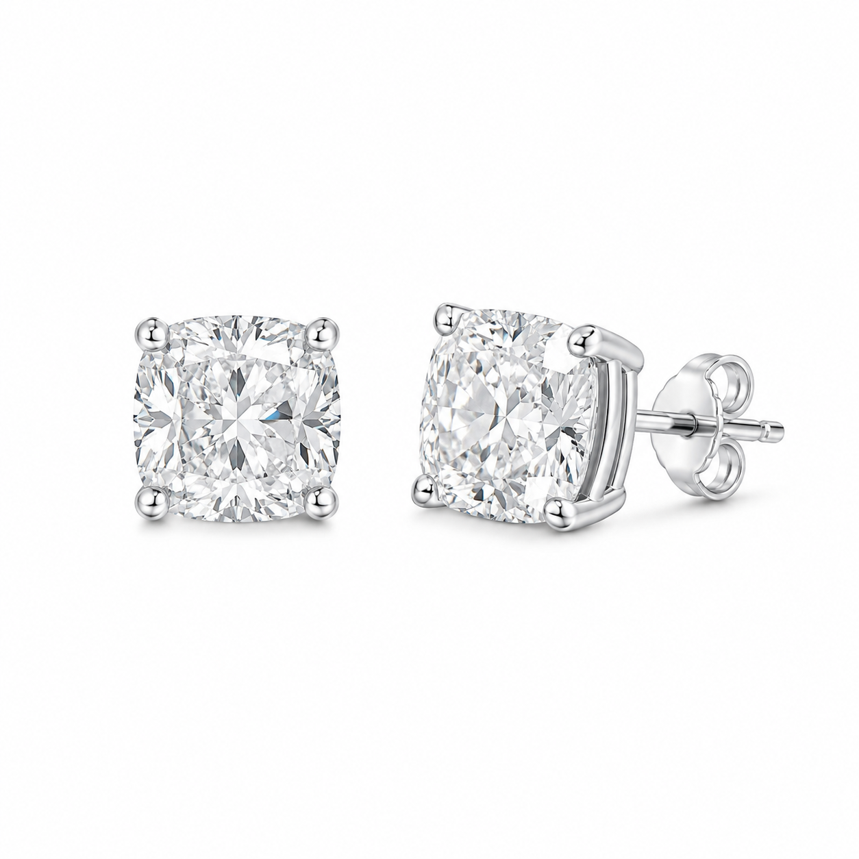 Lab Grown Diamond Cushion Cut Studs Earrings (6.00 ct.) in 14K Gold