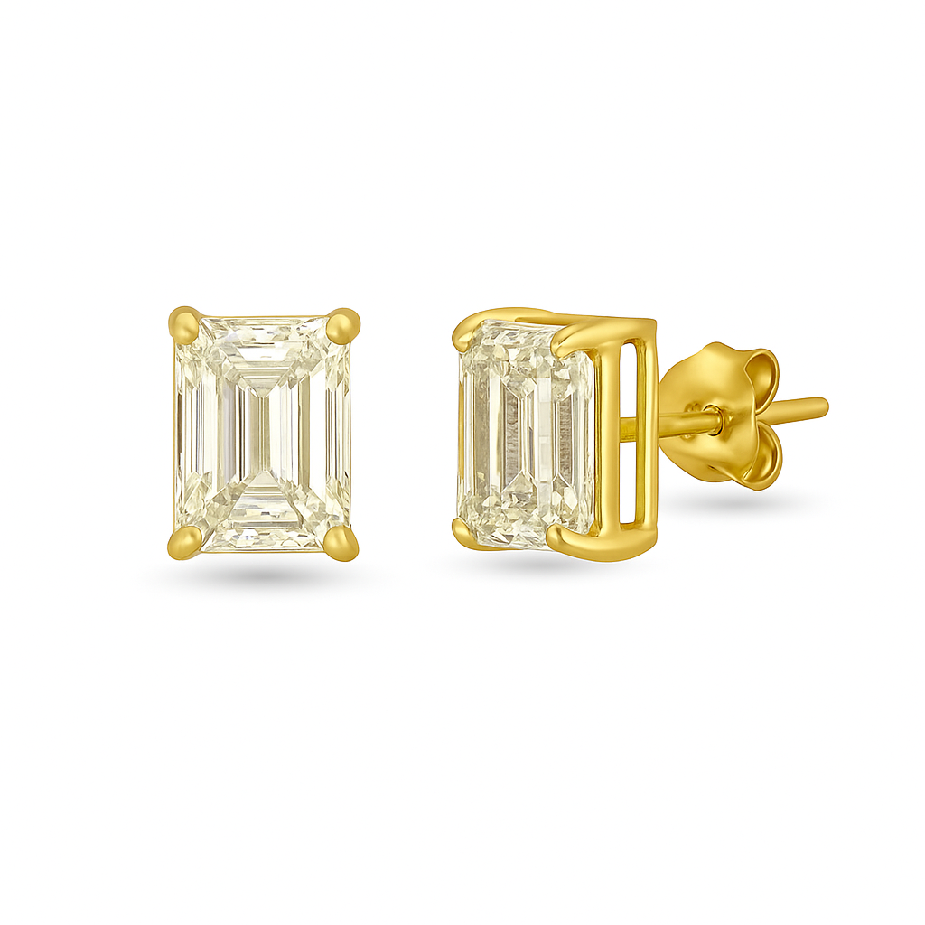 Lab Grown Diamond Emerald Cut Rectangular Studs Earrings (1.00 ct.) in 14K Gold