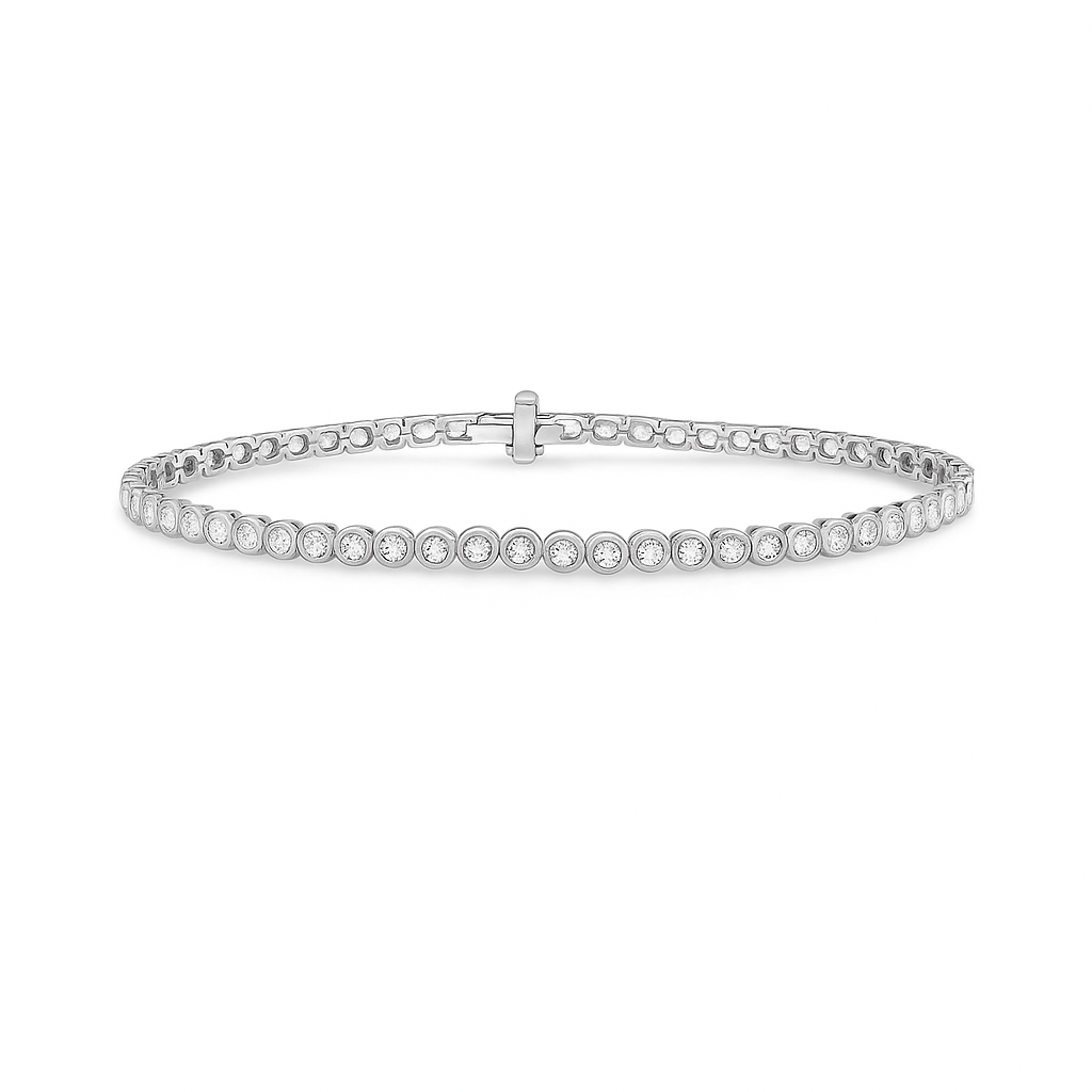Lab Grown Diamond Tennis Bracelet (1.00 ct.) Bezel Setting in 14K Gold