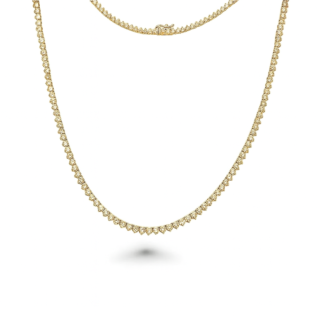 Lab Grown Diamond Tennis Necklace (5.00ct.) 2.00mm 3-Prongs Setting in 14K Gold
