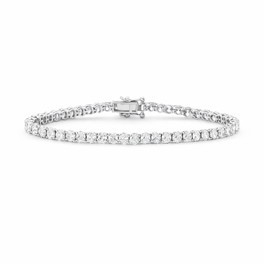 Lab Grown Oval Cut Diamond North-South Tennis Bracelet (7.75 ct.) in 14K Gold