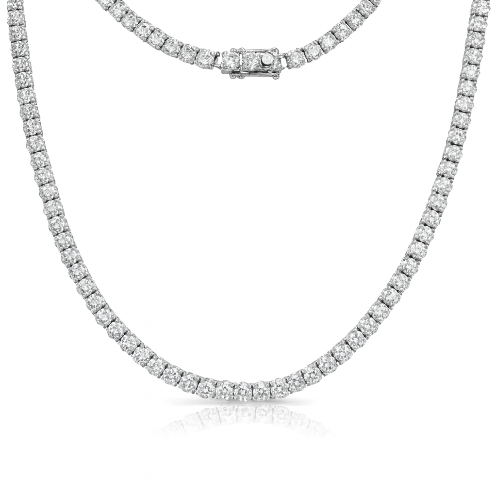 Lab Grown Oval Cut Diamond Tennis Necklace (18.00 ct.) North South 4-Prongs Setting in 14K Gold