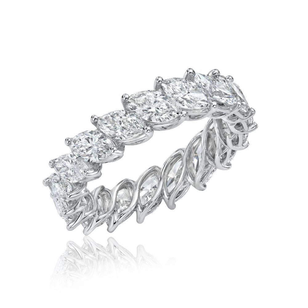Marquise Shape Diamond Eternity Band (4.54 ct.) in 18K Gold