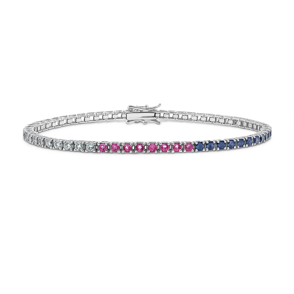 Multicolor Rainbow Sapphire Tennis Bracelet (3.60 ct.) in 14K Gold