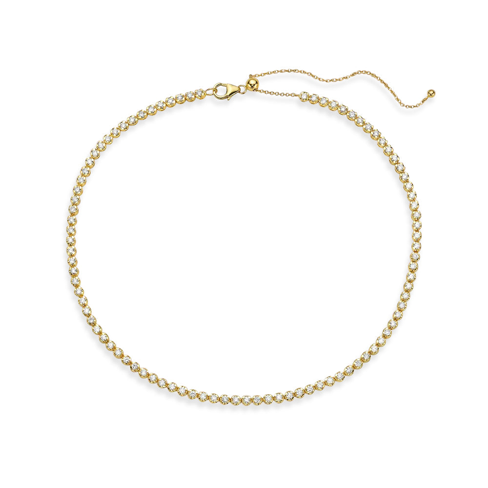 Multiway Diamond Tennis Choker Necklace + Double Wrap Bracelet, (2.53 ct.) Buttercup Setting in 14K Gold