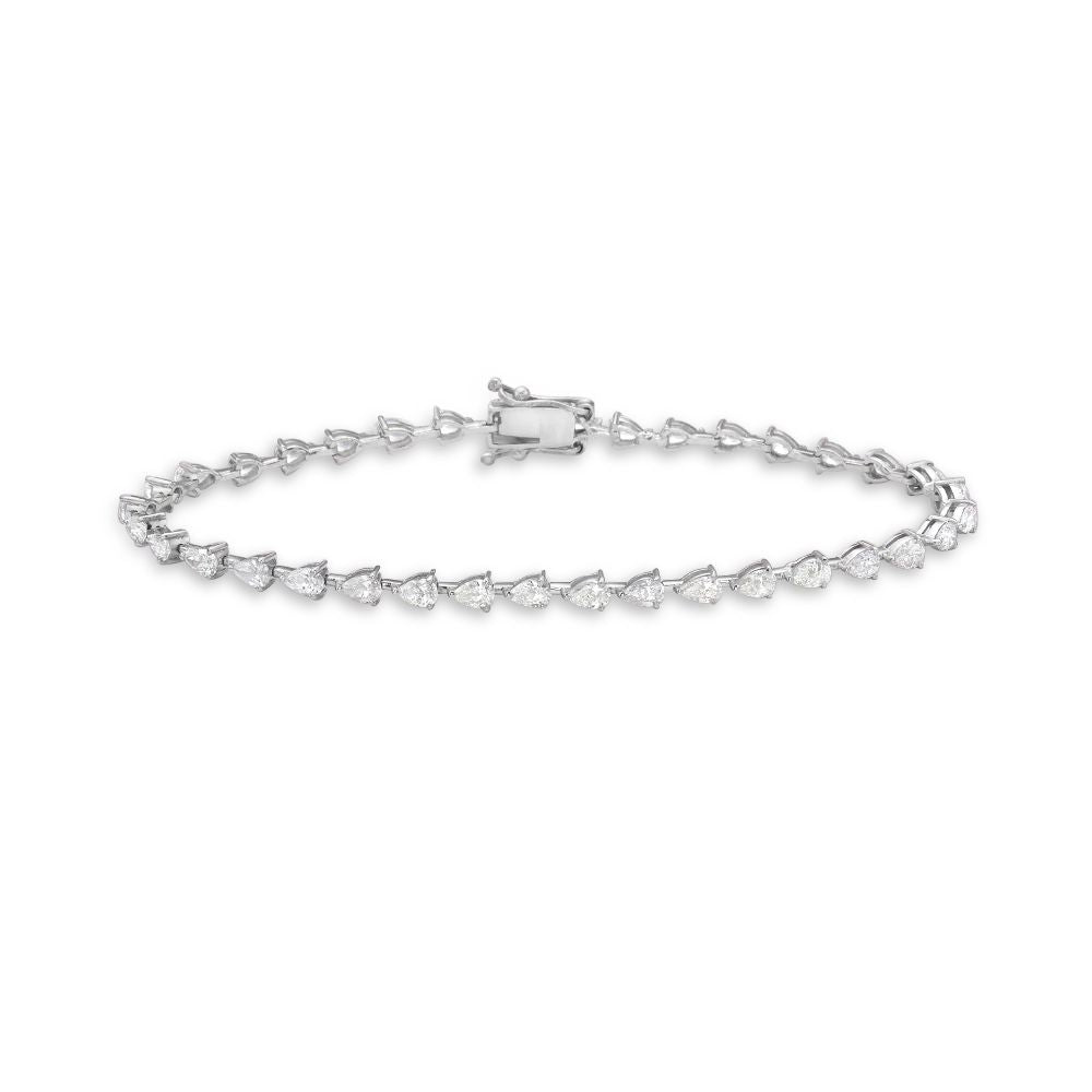 Pear Shape Diamond Tennis Bracelet (3.70 ct.) 18K Gold