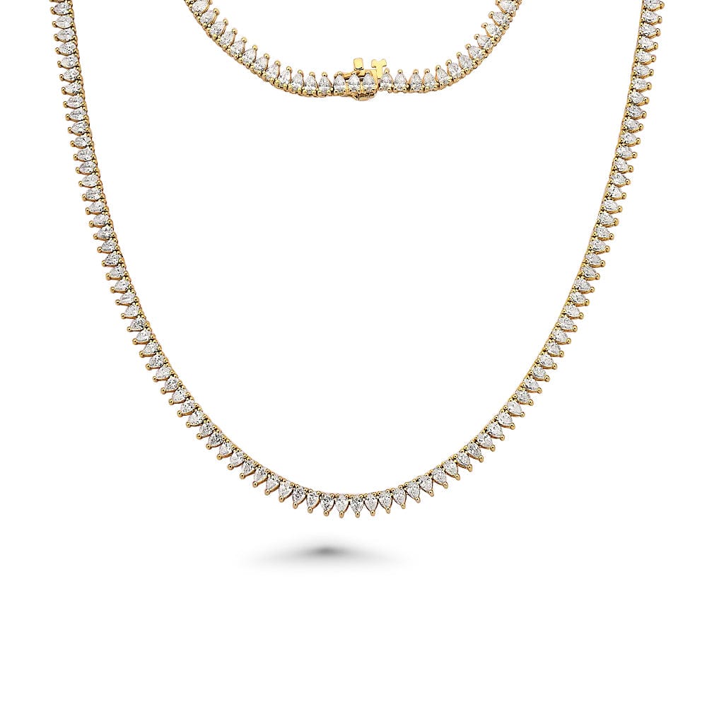 Pear Shape Diamond Tennis Necklace