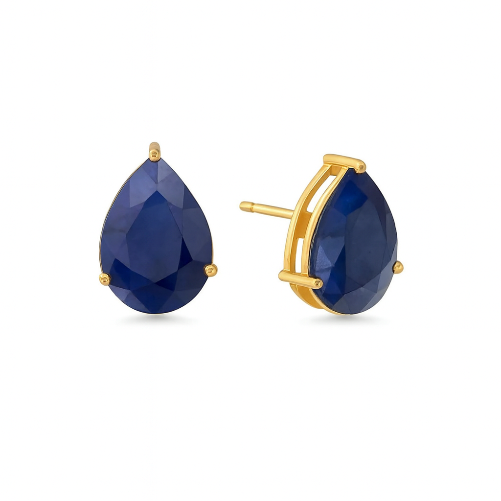 Pear Shape Blue Sapphire Earrings (8.20 ct.) in 14K Gold