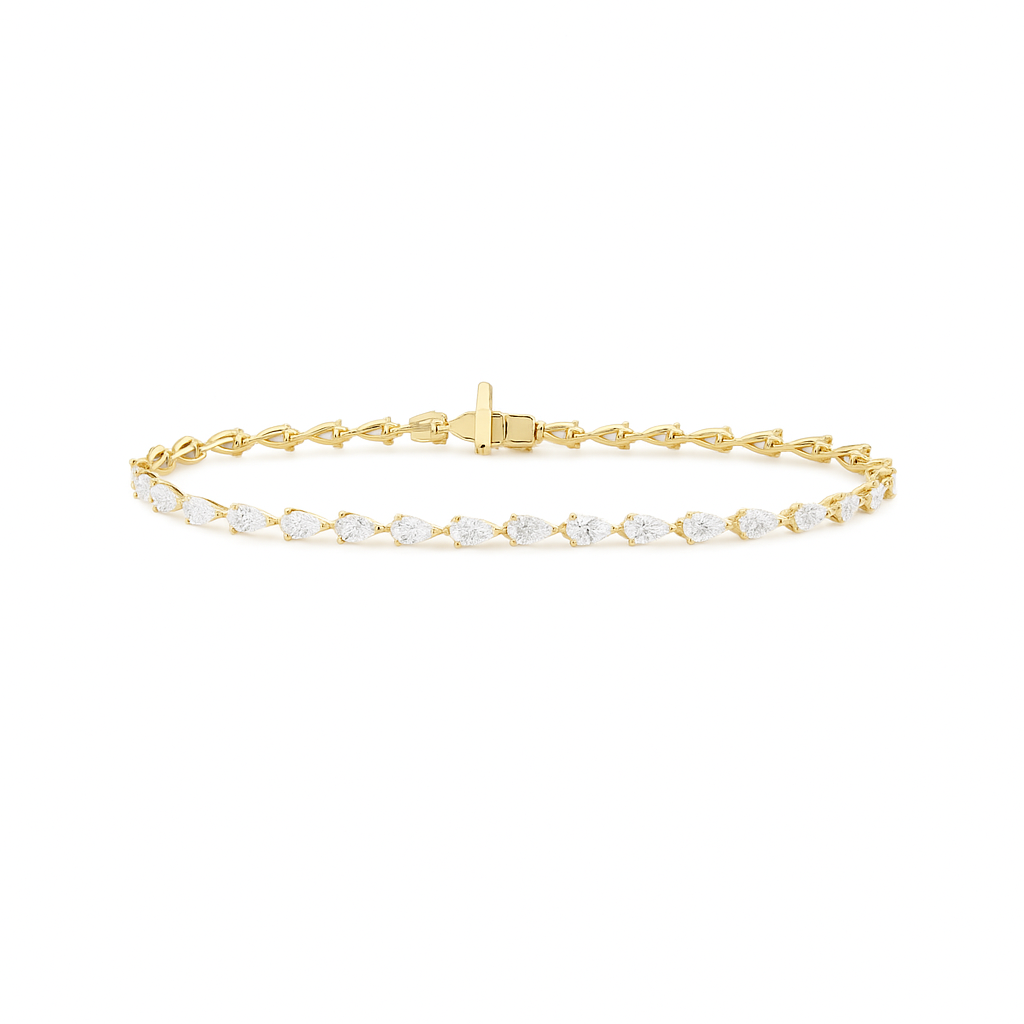 Pear Shape Diamond East-West Tennis Bracelet (4.17 ct.) in 18K Gold
