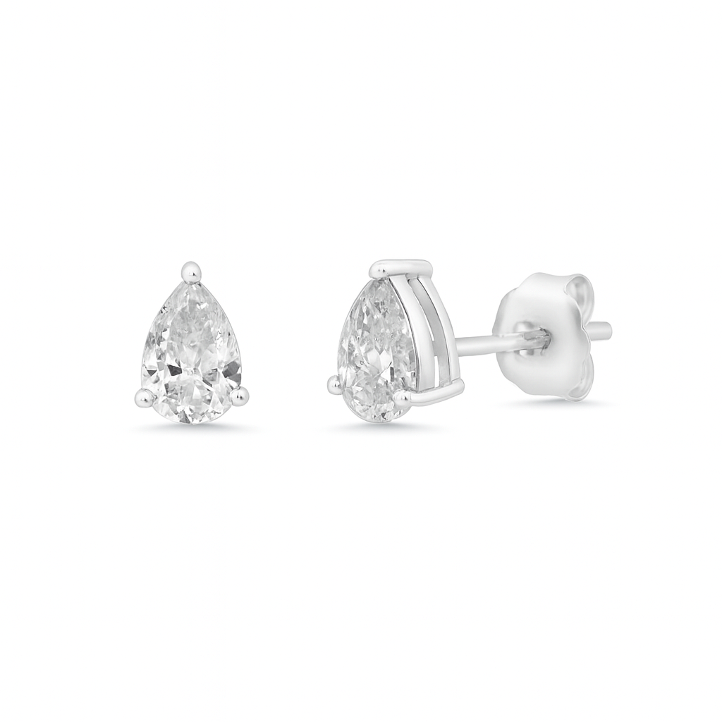 Pear Shape Diamond Studs Earrings (0.70 ct.) in 14K Gold