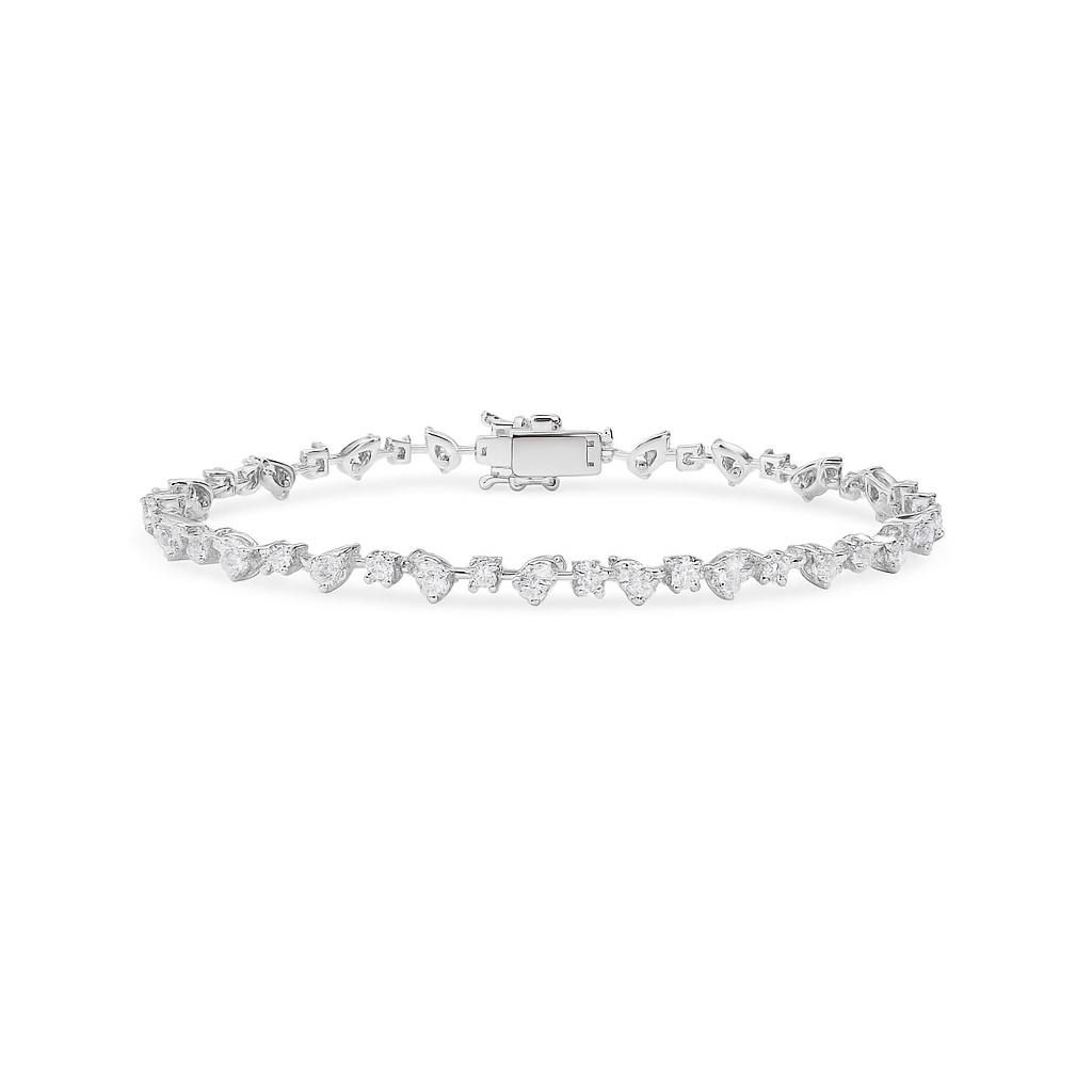 Pear Shape & Round Diamond Tennis Bracelet (2.50 ct.) in 14K Gold
