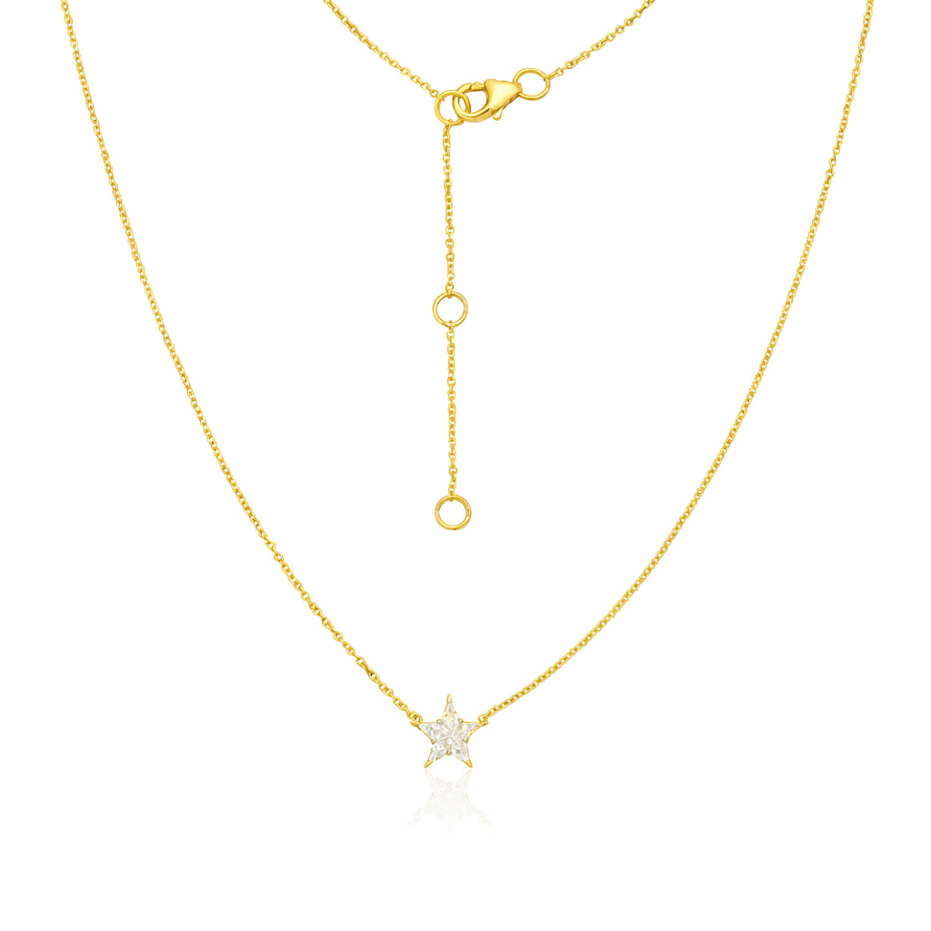 Pie Cut Diamond Star Shape Pendant Necklace (0.20 ct.) in 14K Gold