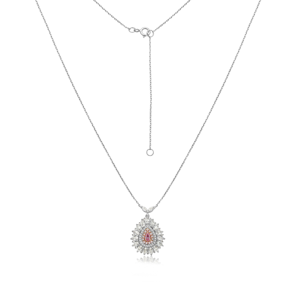 Pink Diamond Triple Halo Pear Shape Necklace (1.20 ct.) in 14K Gold – by Capucelli