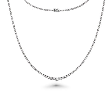 Riviera Diamond Tennis Necklace (4.00 ct.) 2.00 mm to 3.50 mm 4-Prongs Setting in 14K Gold