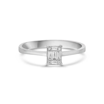 Round & Baguette Diamond Illusion Solitaire Engagement Ring (0.10 ct.) in 14K Gold