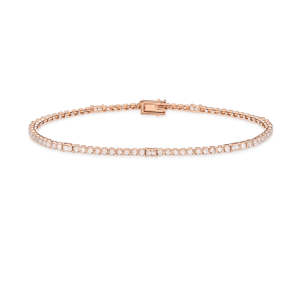 Round & Baguette Diamond Tennis Bracelet (1.25 ct.) in 14K Gold
