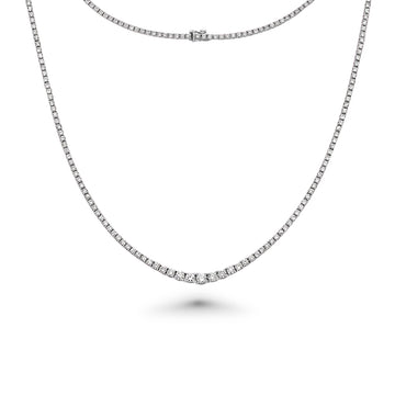 Showroom Collection Riviera Diamond Tennis Necklace (7.00 ct.) 2 mm to 4.5 mm 4-Prongs Setting in 14K Gold