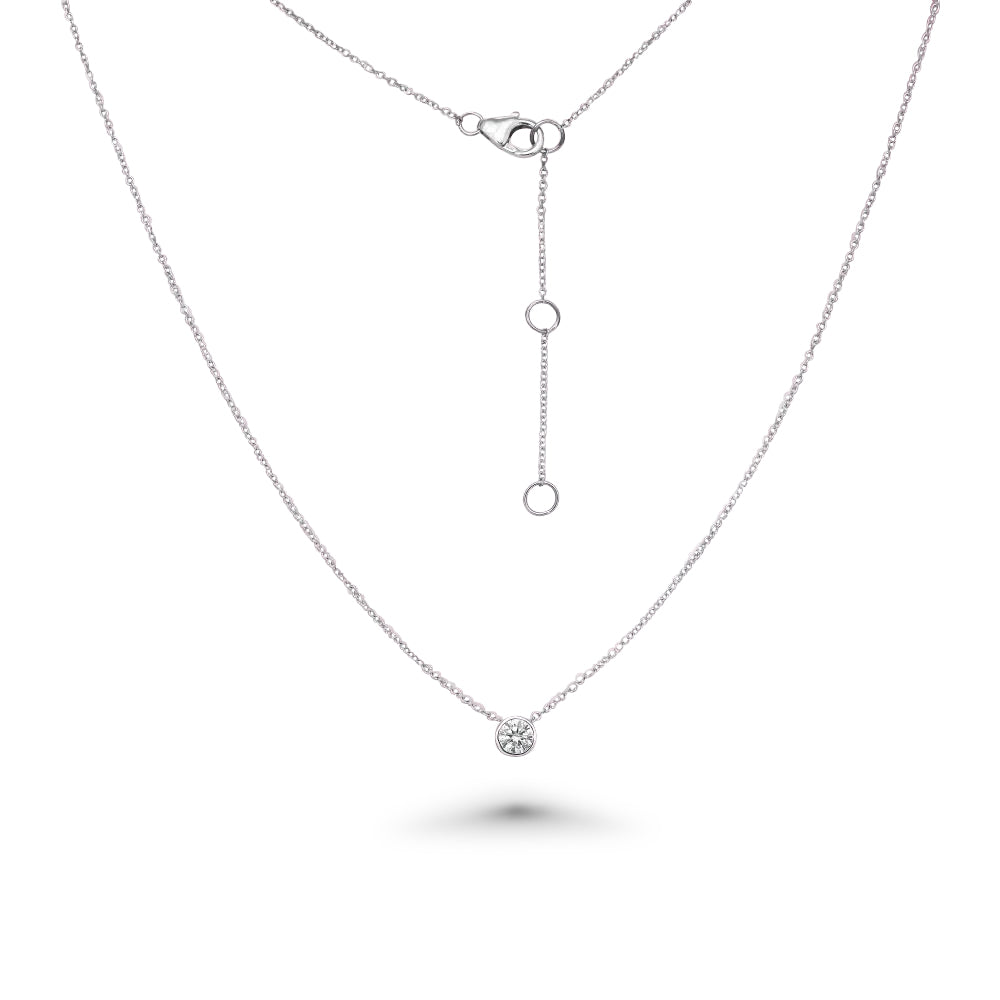 Solitaire Diamond Chain Necklace (0.25 ct.) Bezel Set in 14K Gold