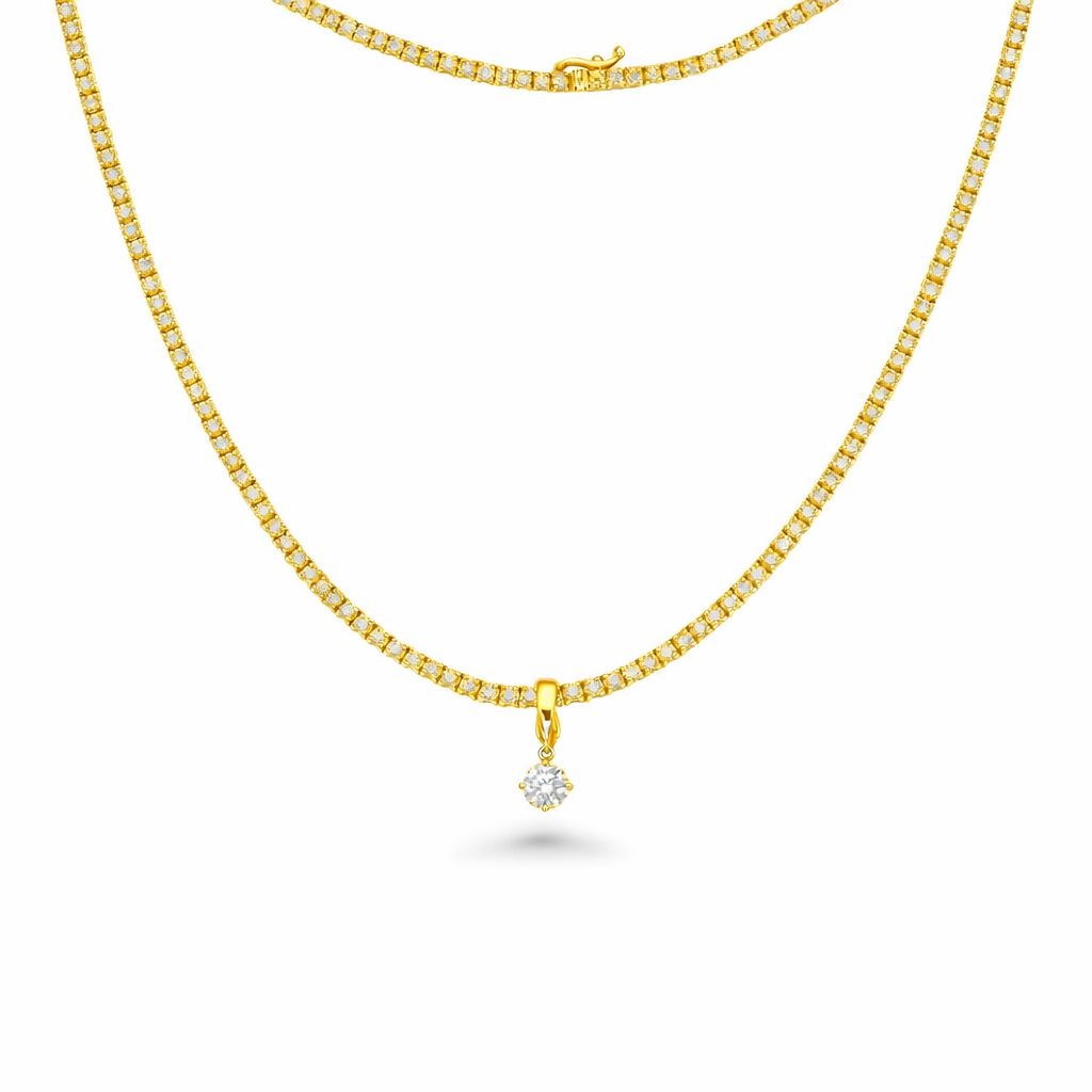 Solitaire Dangling Pendant (0.50 ct.) 5.00 mm in 14K Gold Compatible for Tennis Necklaces