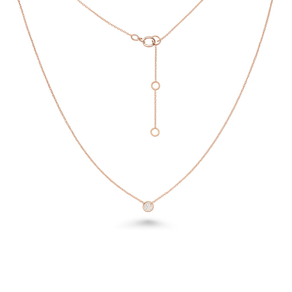 Solitaire Diamond Chain Necklace (0.25 ct.) Bezel Set in 14K Gold