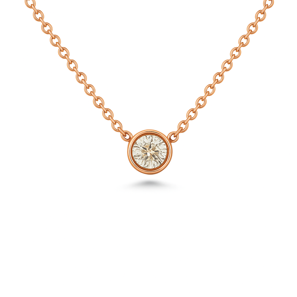 Solitaire Diamond Chain Necklace (0.25 ct.) Bezel Set in 14K Gold