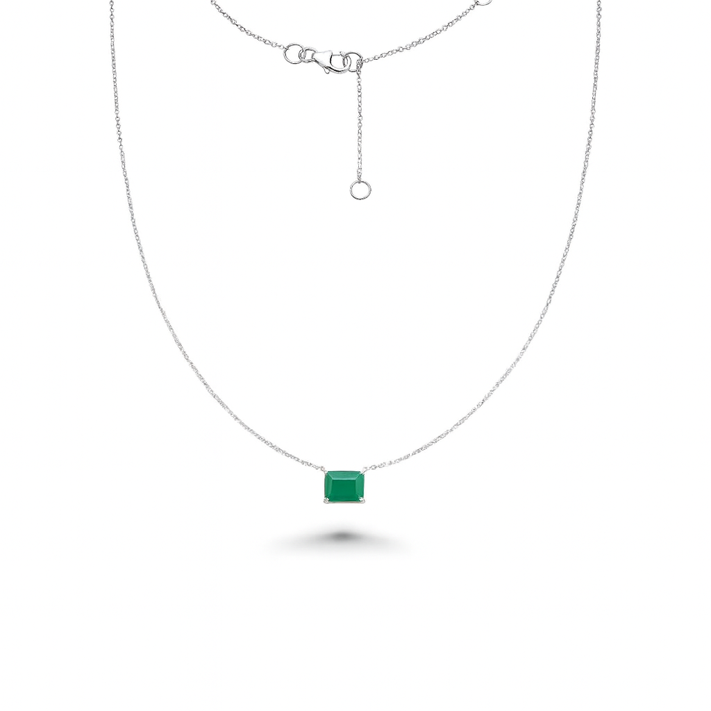 Solitaire Emerald Cut Emerald Necklace (1.35 ct.) in 14K Gold