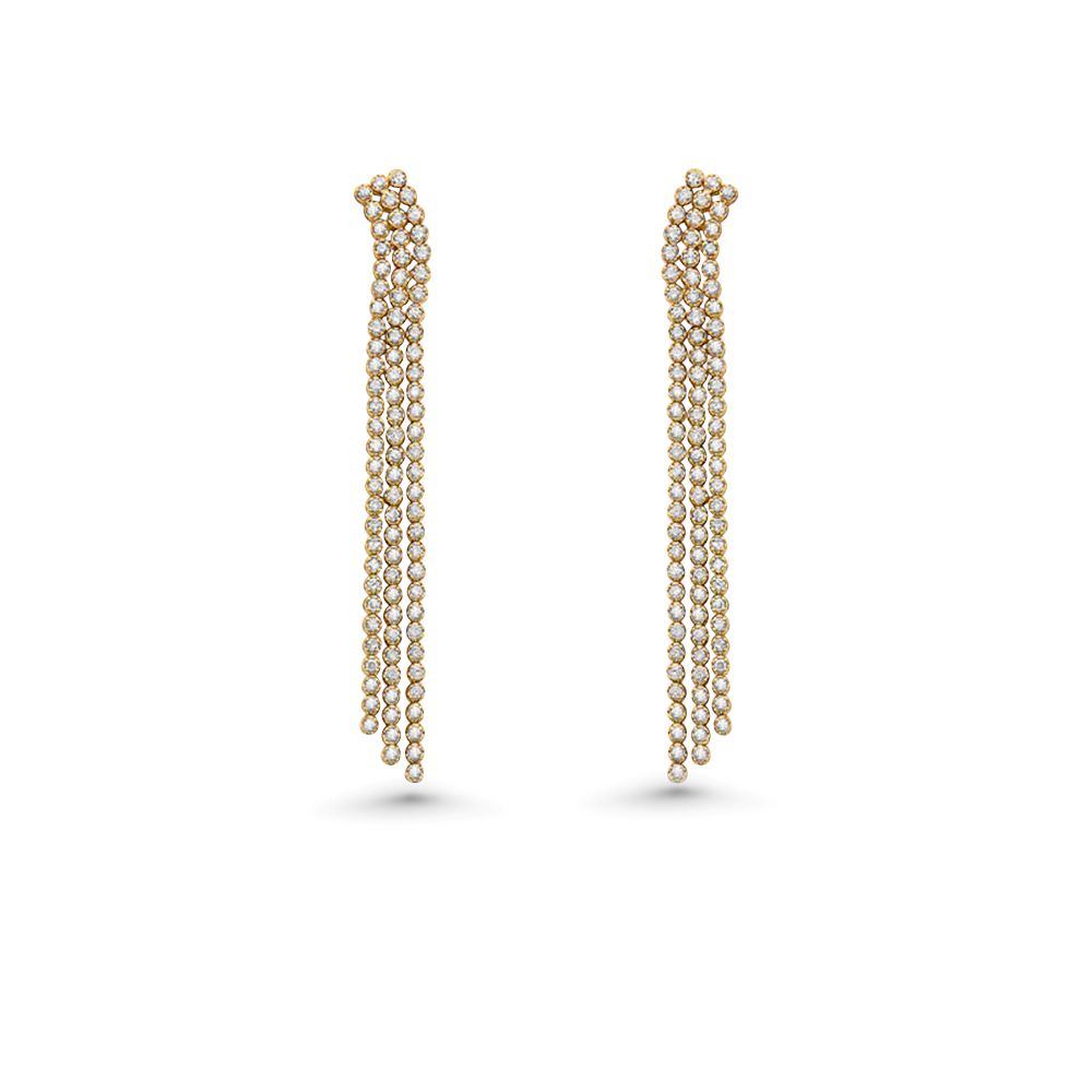 Triple Line Drop Diamond Tennis Earrings (2.00 ct.) in 14K Gold