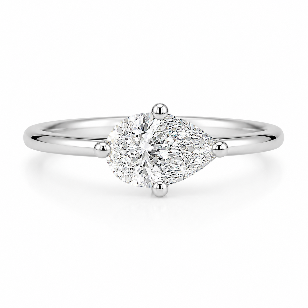 Lab Grown Diamond (0.50 ct.) East West Pear Shape 4-Prongs Setting Ring in 14K Gold