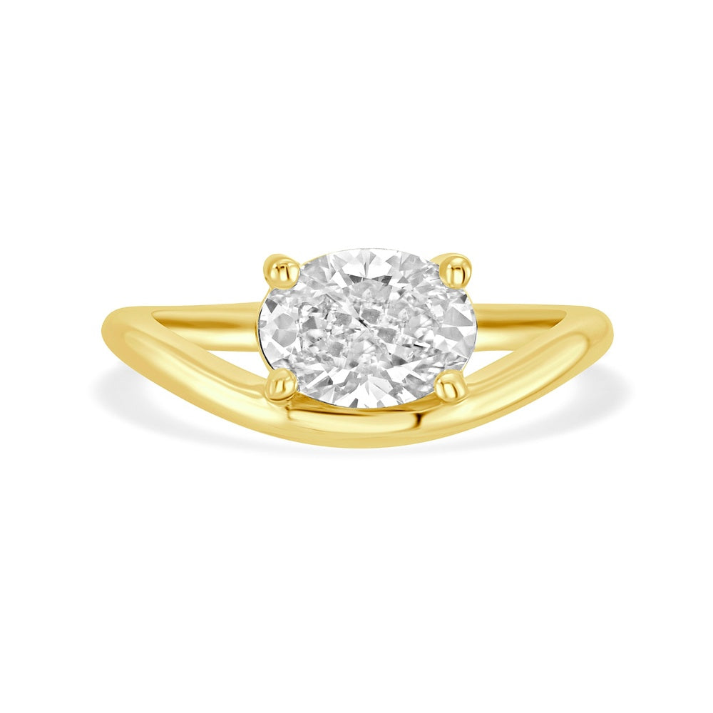 Lab Grown Diamond (2.00 ct.) Oval Cut bypass Ring in 14K Gold