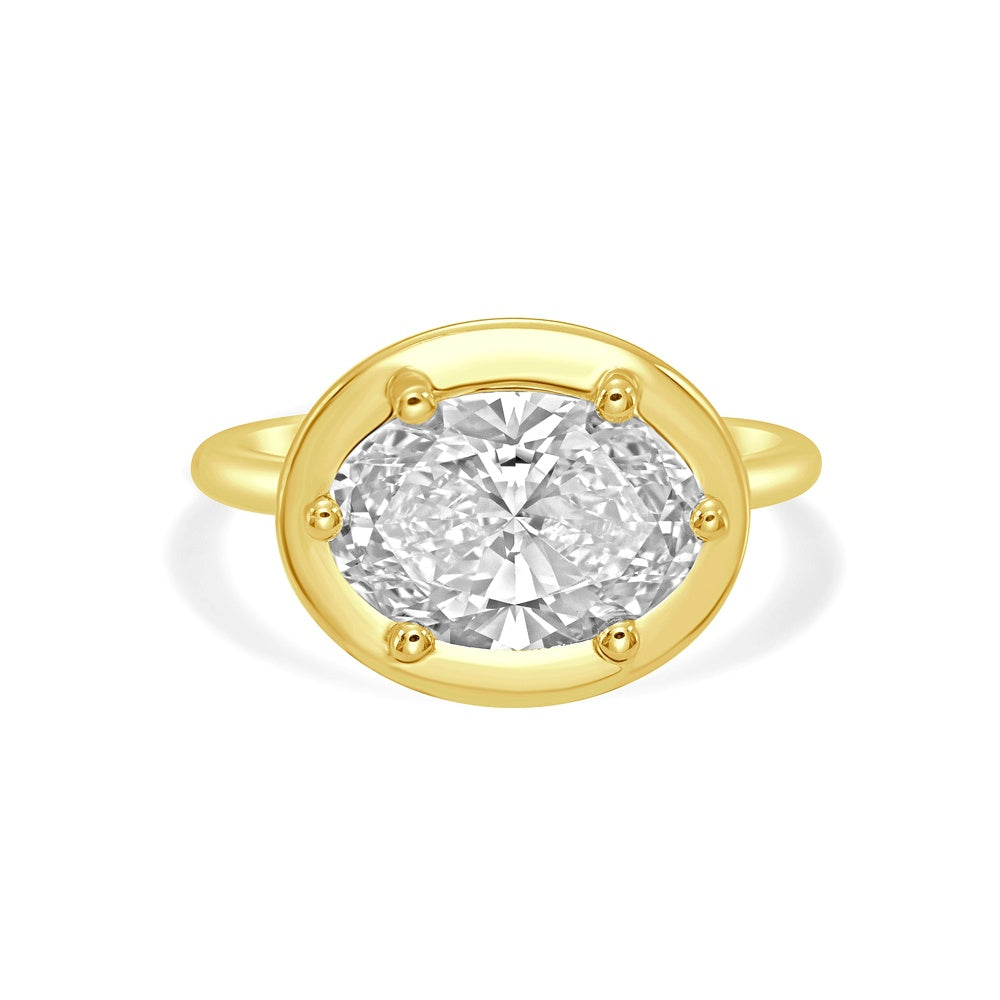 Lab Grown Diamond (3.00 ct.) Oval Cut Halo Setting Ring in 14K Gold