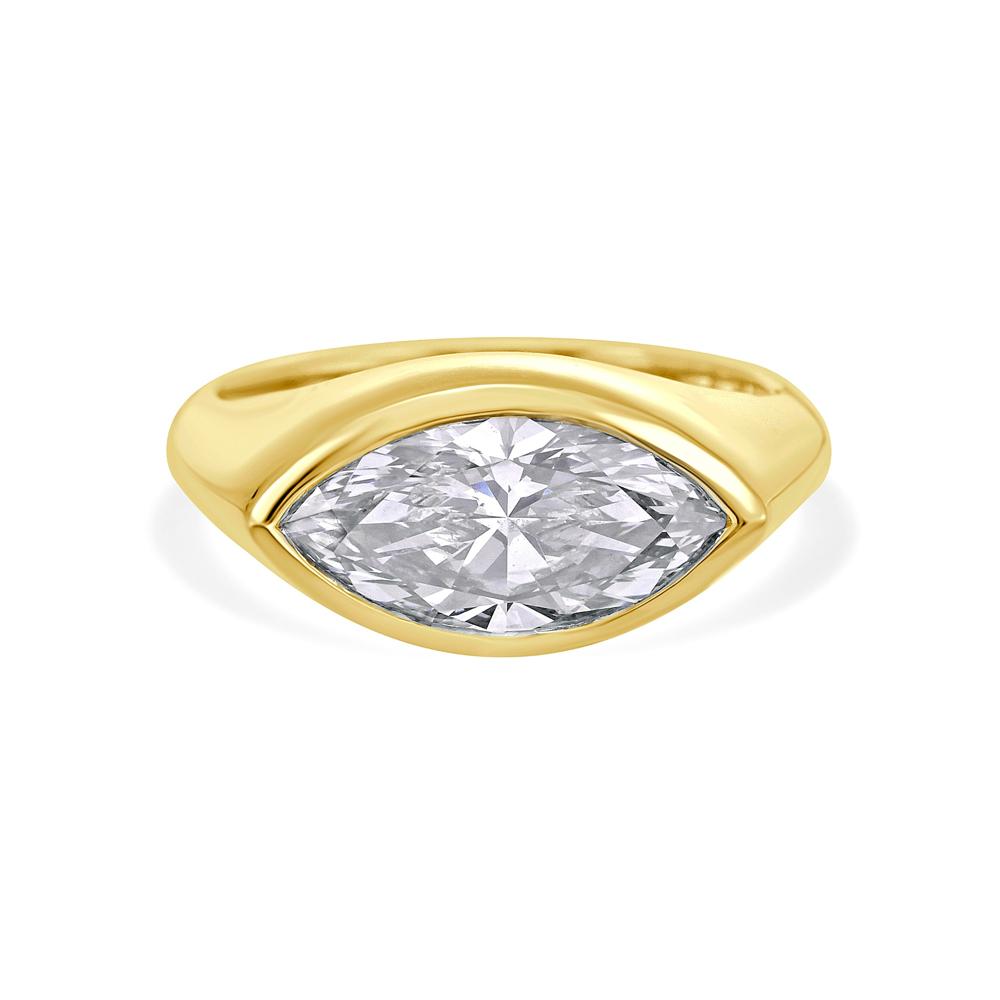 Lab Grown Diamond (2.00 ct.) East West Marquise Bezel Setting Ring in 14K Gold