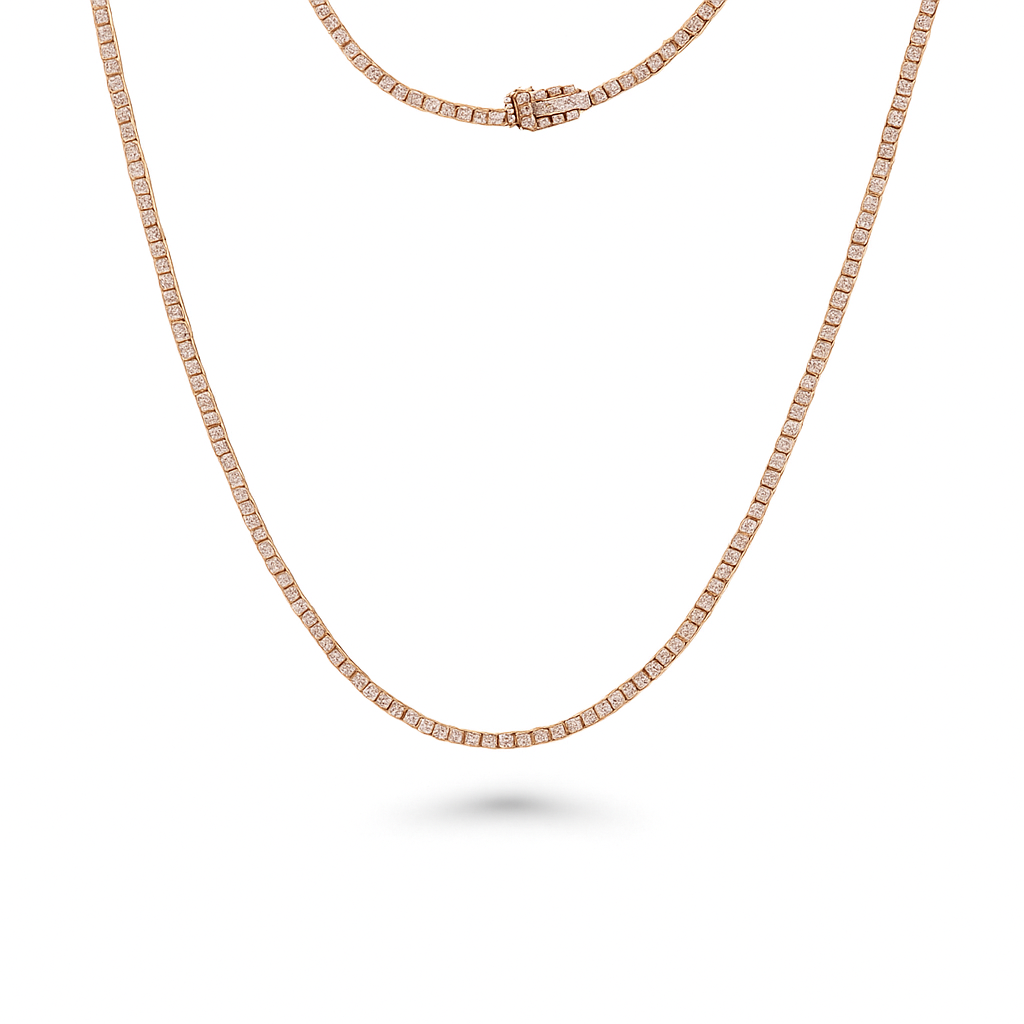 Diamond Tennis Necklace (7.50 ct.) 2.2 mm 4-Prongs Setting in 14K Gold