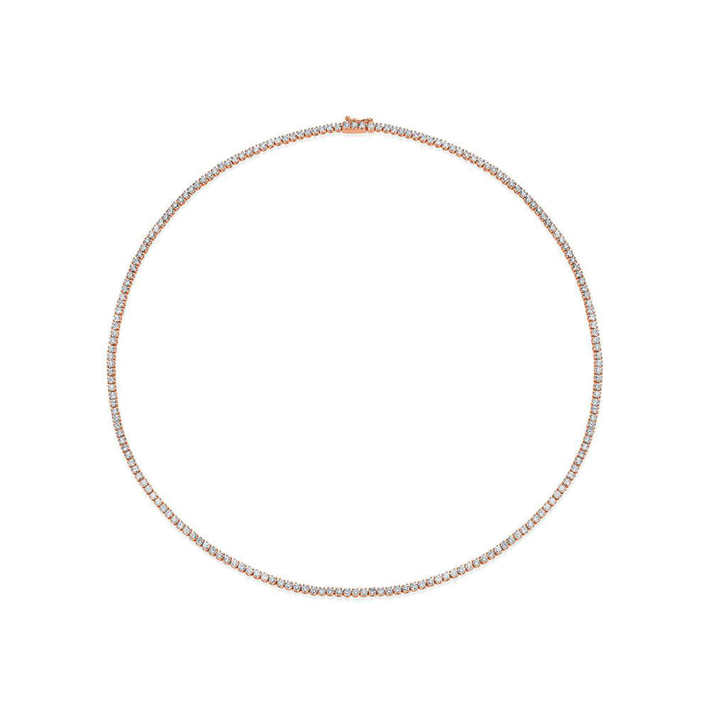 Natural Diamonds Tennis Necklace ( 3.50 ct. t.w. ) in solid 14k Gold, 1.6 mm White Round Diamond 4-Prongs Tennis Necklace 2