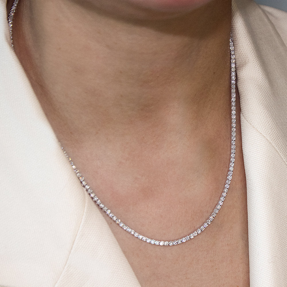 Natural Diamonds Tennis Necklace ( 3.50 ct. t.w. ) in solid 14k Gold, 1.6 mm White Round Diamond 4-Prongs Tennis Necklace 2