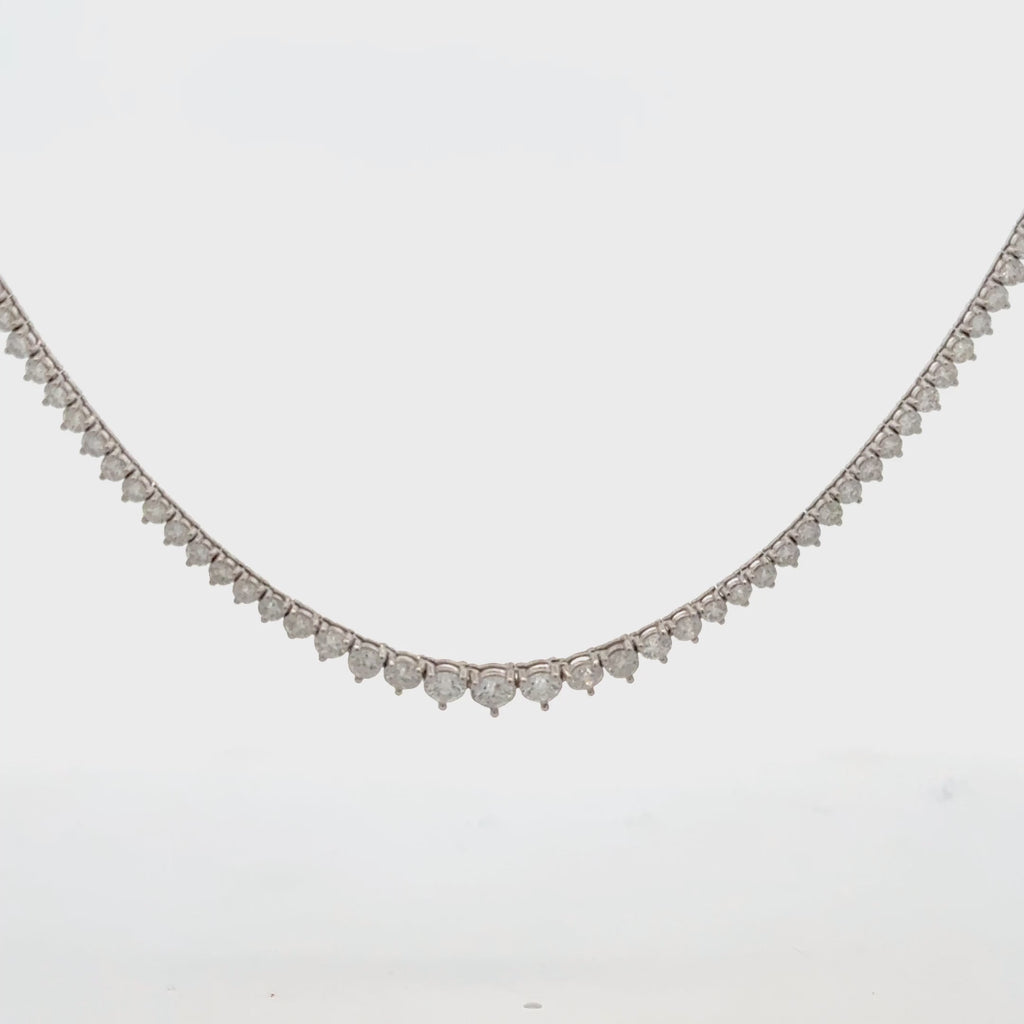 HalfWay Riviera Diamond Tennis Necklace (3.50 ct.) 2.00 mm to 4.45 mm 3-Prongs Setting in 14K Gold