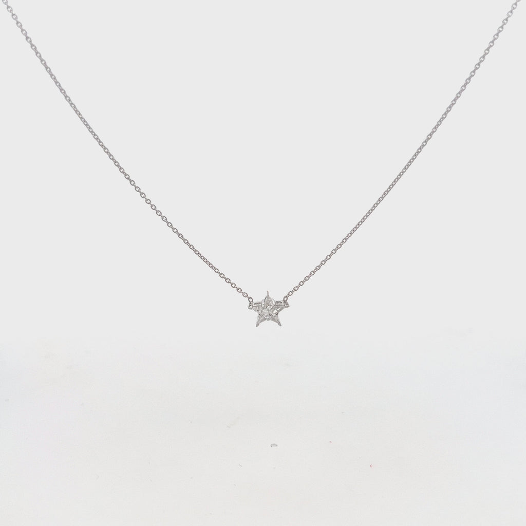 Pie Cut Diamond Star Shape Pendant Necklace (0.20 ct.) in 14K Gold