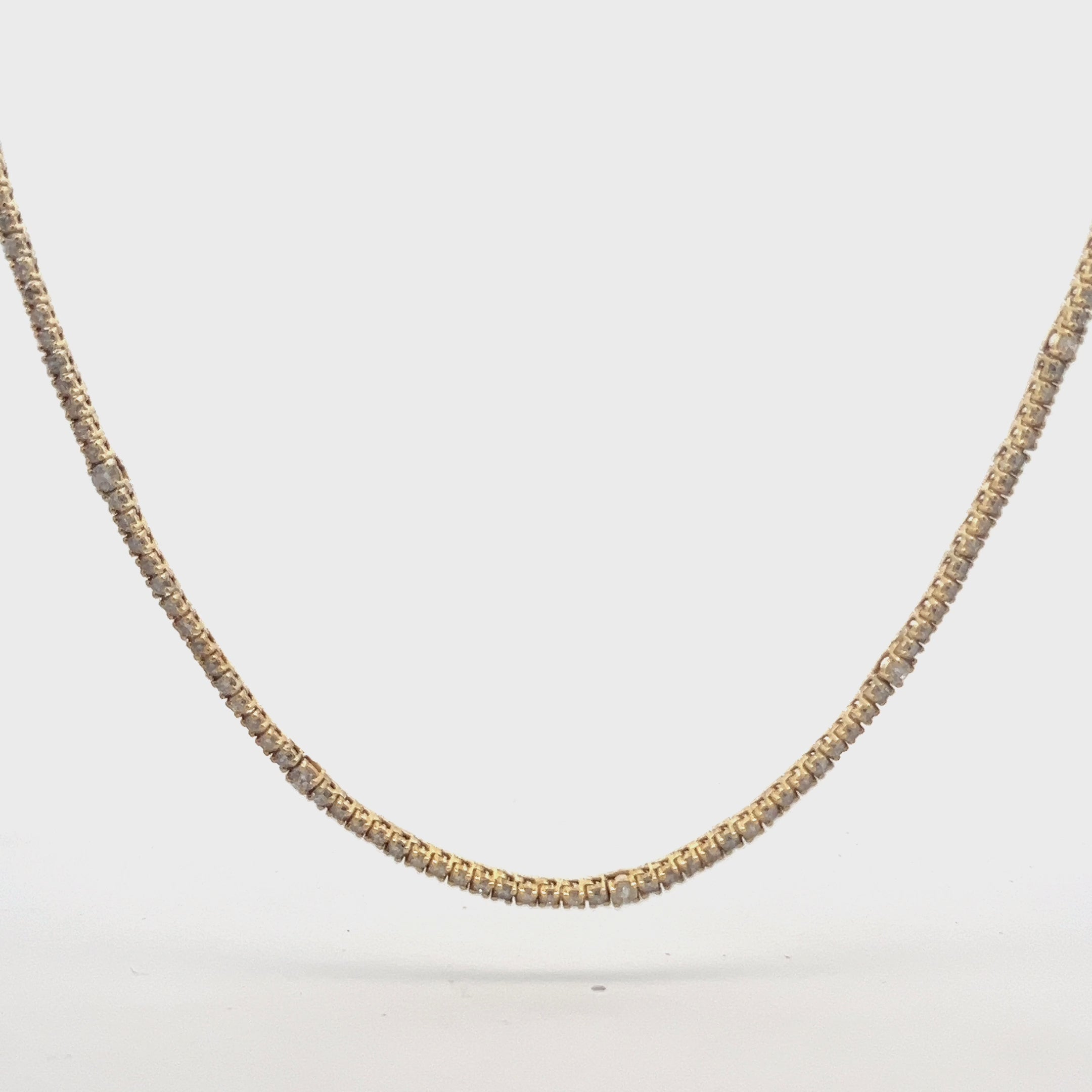 HalfWay Alternate Round Diamond Tennis Necklace & Half Paperclip Chain (2.50 ct.) 4-Prongs Setting in 14K Gold