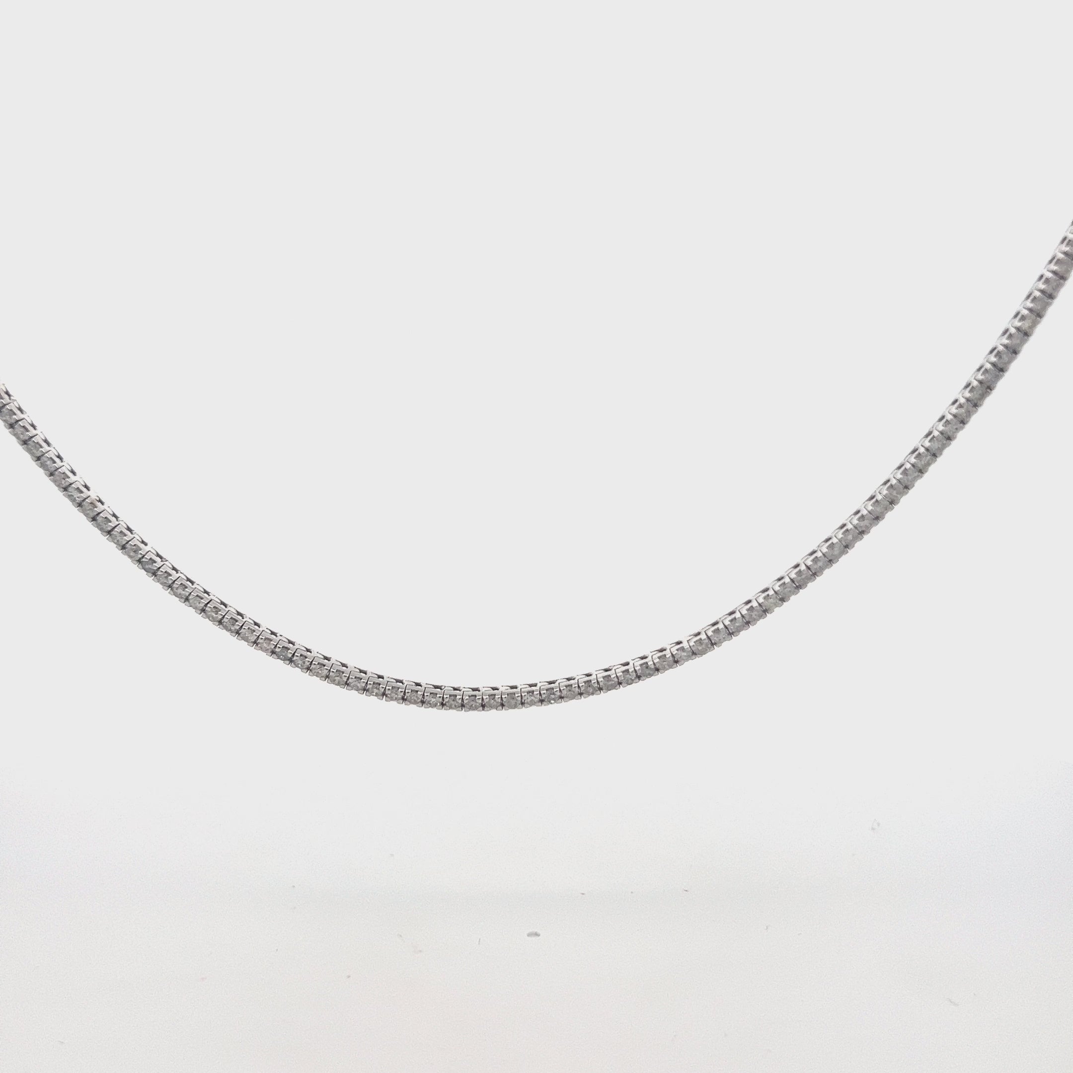 Diamond Tennis Necklace (4.00 ct.) 1.70 mm 4-Prongs Setting in 14K Gold, Made in Italy