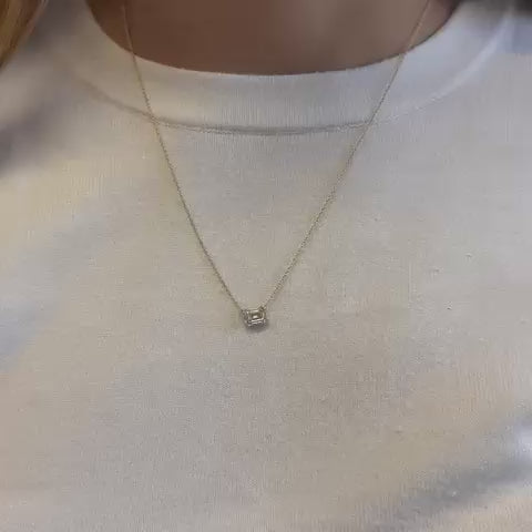 Illusion Emerald Cut Shape Diamond Necklace (0.40 ct.) in 14K Gold