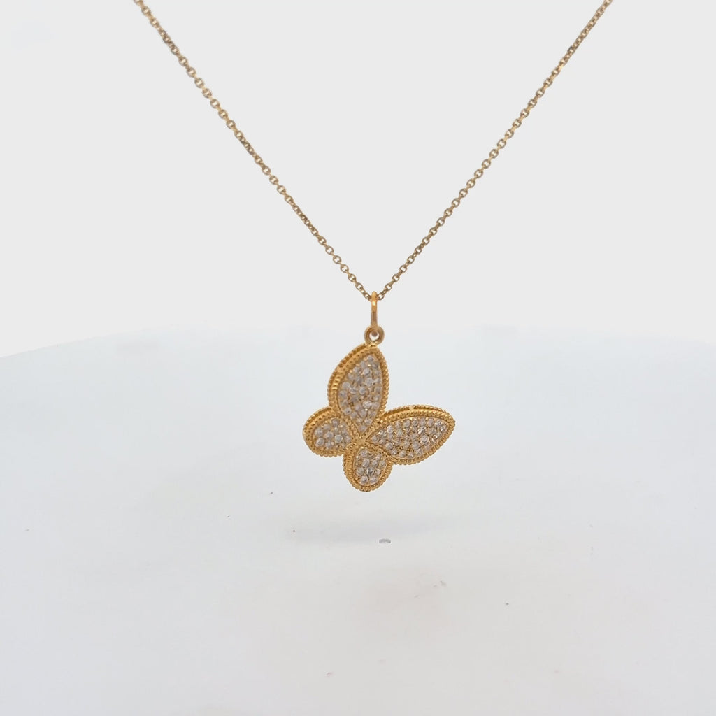 Diamond Butterfly Pendant Necklace (0.55 ct.) in 14K Gold
