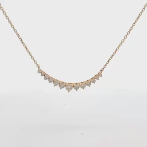 Graduated Diamond Bar Necklace (1.25 ct.) 3-Prongs Setting in 14K Gold