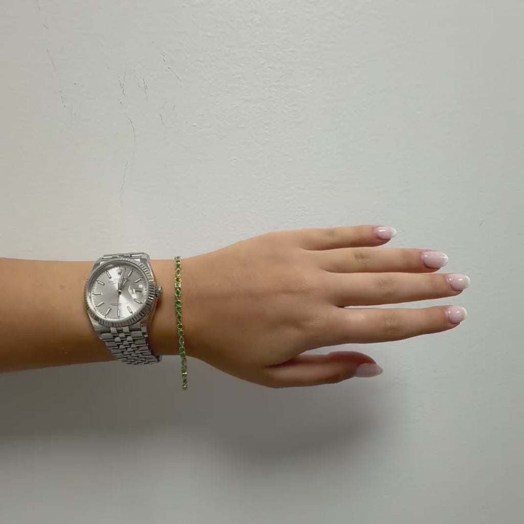 Multi Shape Emerald Bezel Setting Tennis Bracelet (2.50 ct.) in 14K Gold