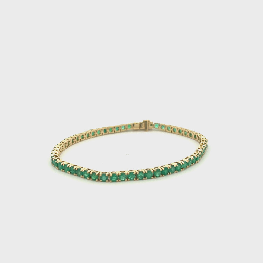 Emerald Tennis Bracelet (5.35 ct.) 3.00 mm 4-Prongs Setting in 14K Gold