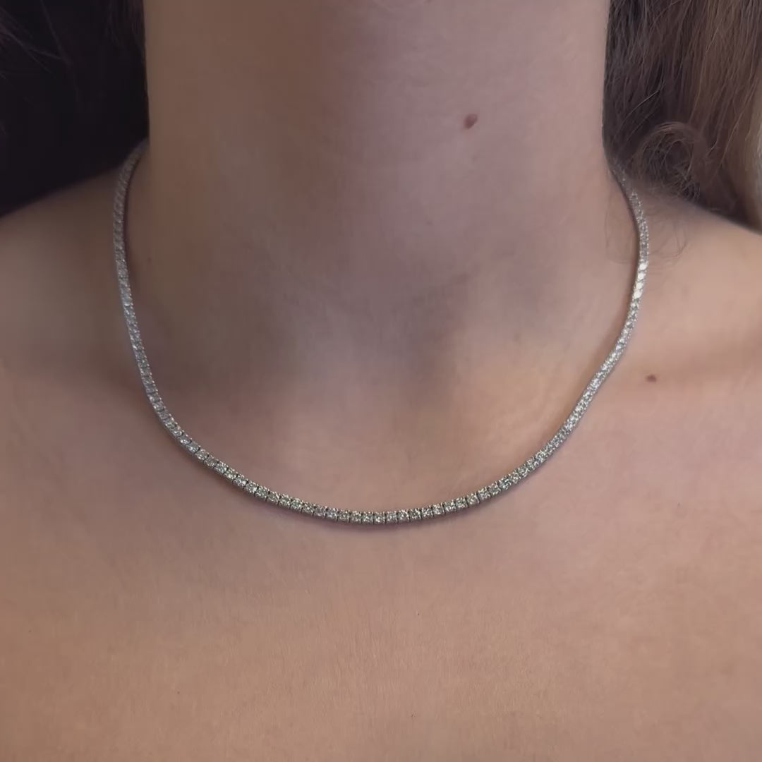Lab Grown Diamond Tennis Necklace (7.50 ct.) 2.3 mm 4-Prongs Setting in 14K Gold